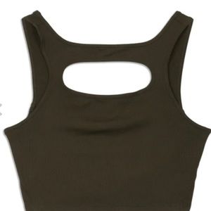 Lululemon olive green open front crop top